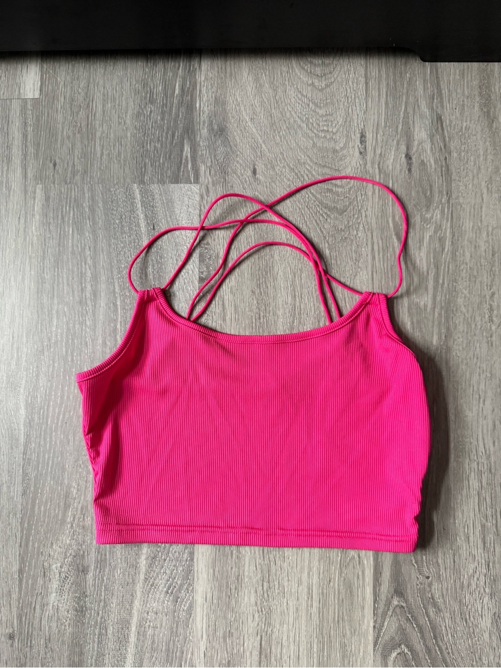 Women's Hot Pink Ribbed Strappy Crop Top